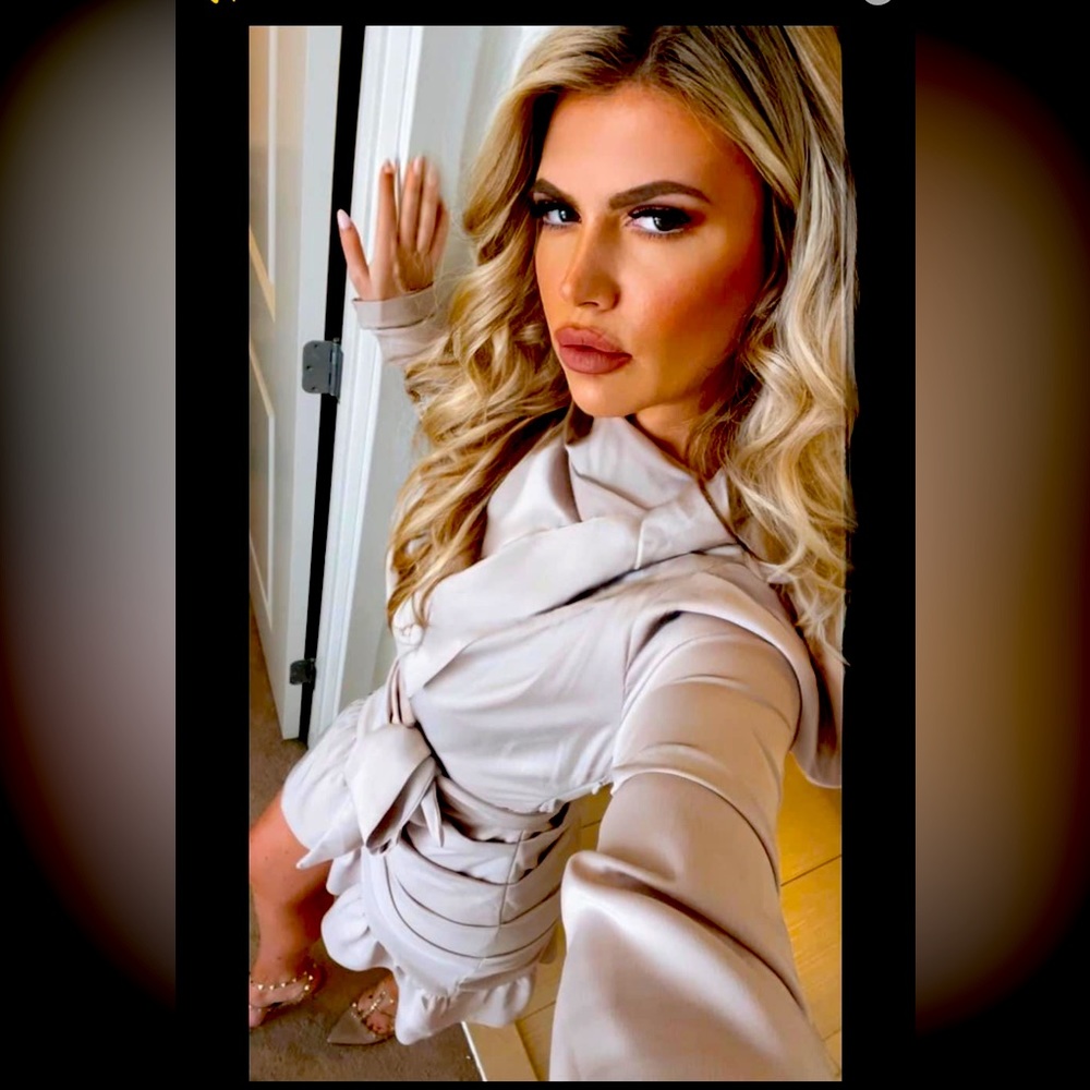 Long sleeve mini silk dress